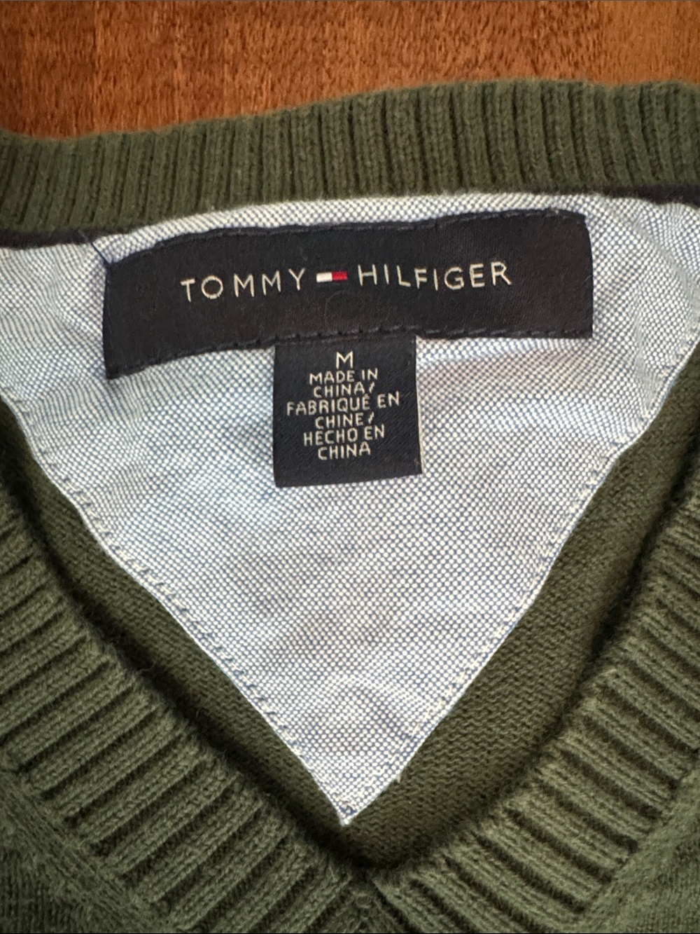 Tommy Hilfiger Men's V-Neck Sweater in Olive - Picture 2 of 6